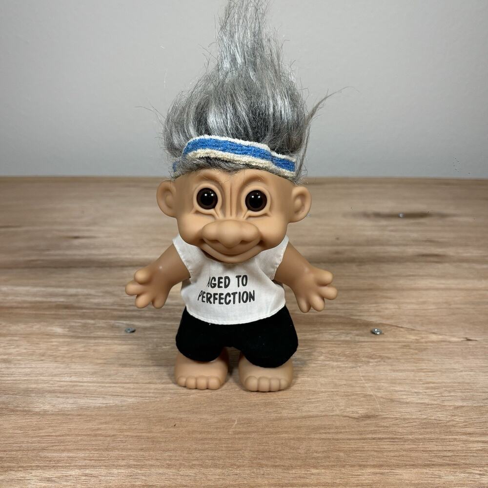Vintage‎ 1990s Russ Troll Doll "Aged to Perfection" with Hairband and Shirt
